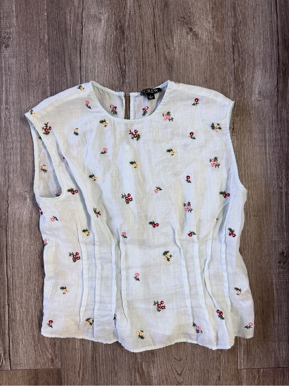J. CREW Linen Floral Embroidered Sleeveless Top